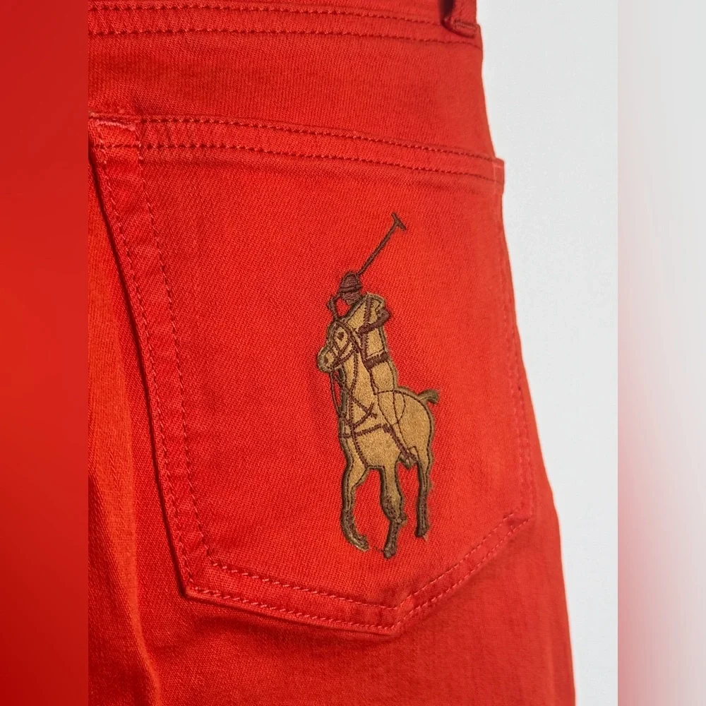 Polo Ralph Lauren Red Skinny Jeans Big Pony Logo Stretch Size‎ 27