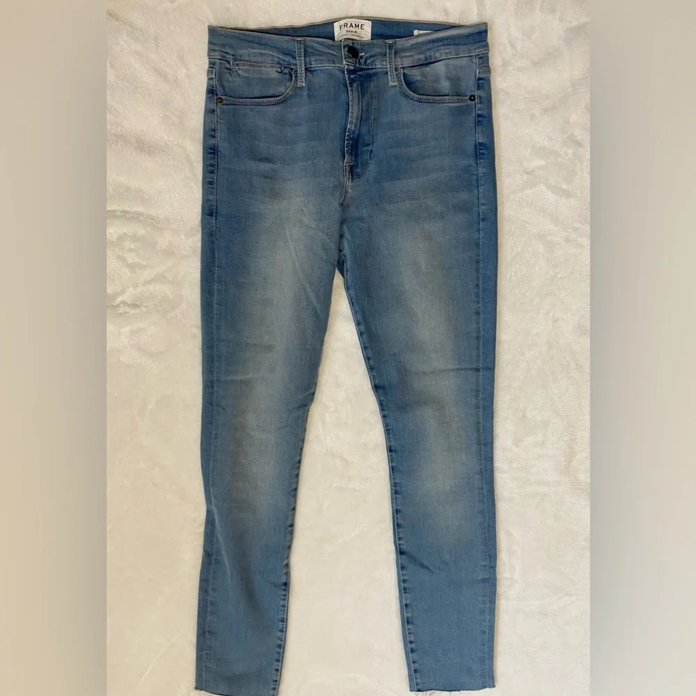FRAME Le High Skinny High-Rise Jeans Light Wash Size 31 Stretch Denim