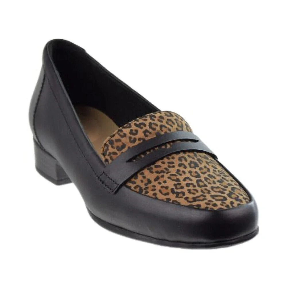 Clarks Juliet Coast‎ Casual Women's Shoes Black Combi Leather NEW 6 W