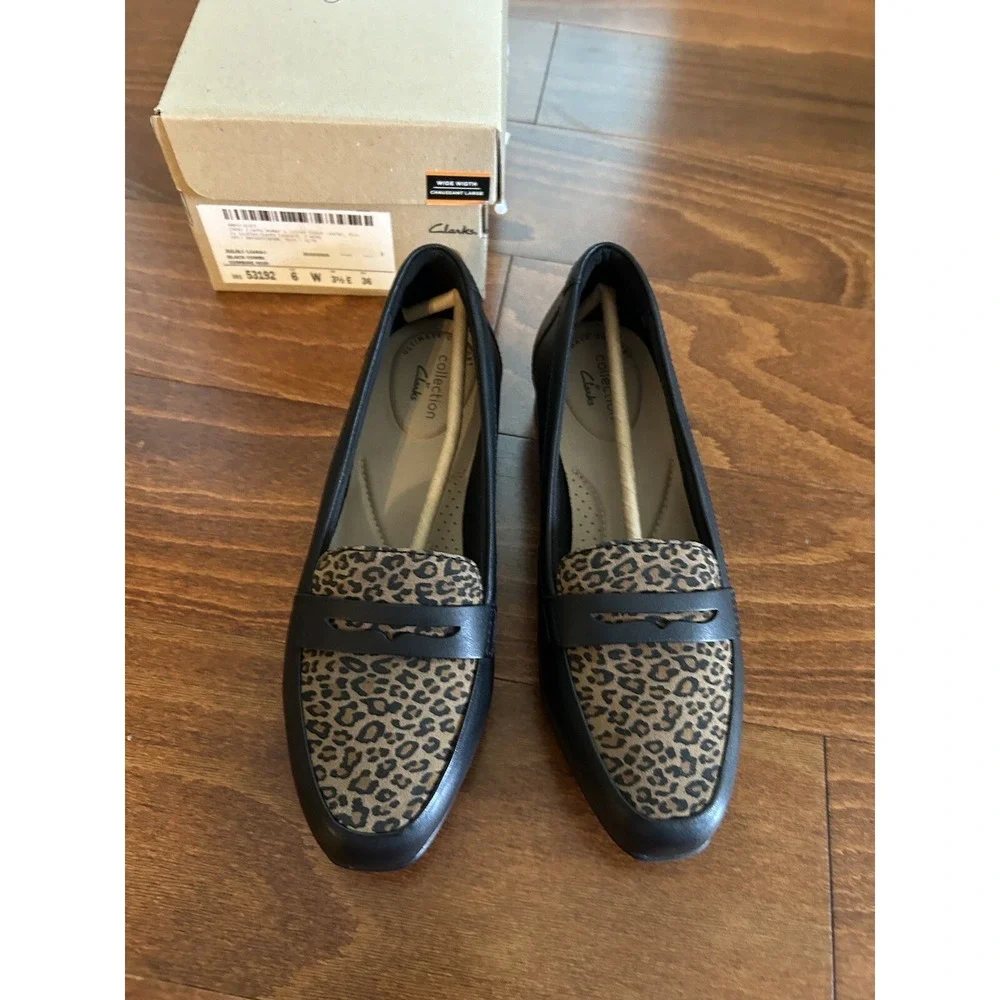 Clarks Juliet Coast‎ Casual Women's Shoes Black Combi Leather NEW 6 W
