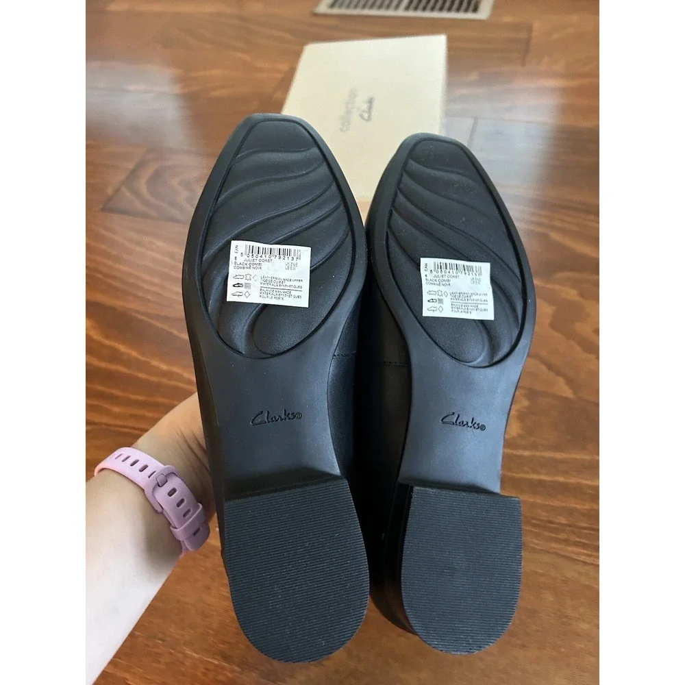 Clarks Juliet Coast‎ Casual Women's Shoes Black Combi Leather NEW 6 W