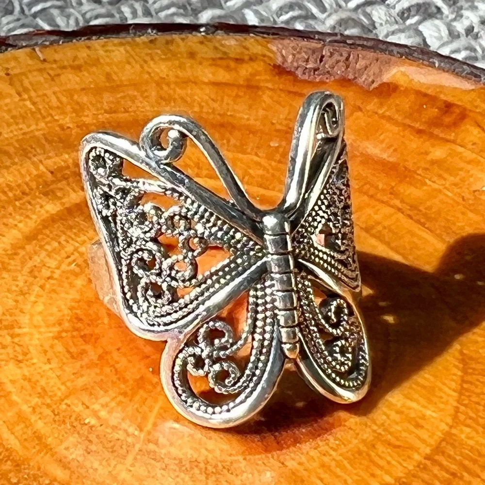 Sterling-Style Silver Butterfly Ring - Women's Fashion Band