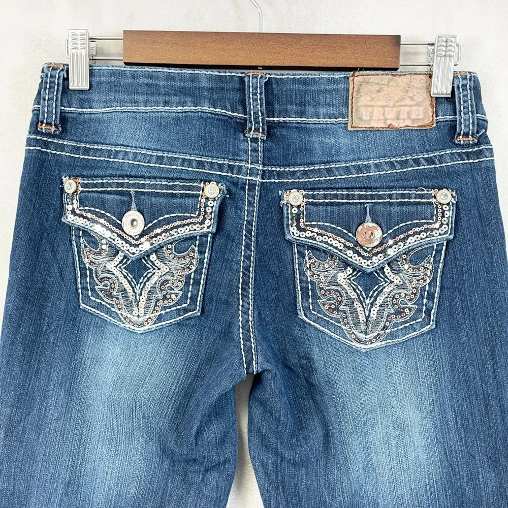 Truth Be Told Low Rise Jeans Size 7 Y2K Western Cowgirl McBling Indie Festival‎