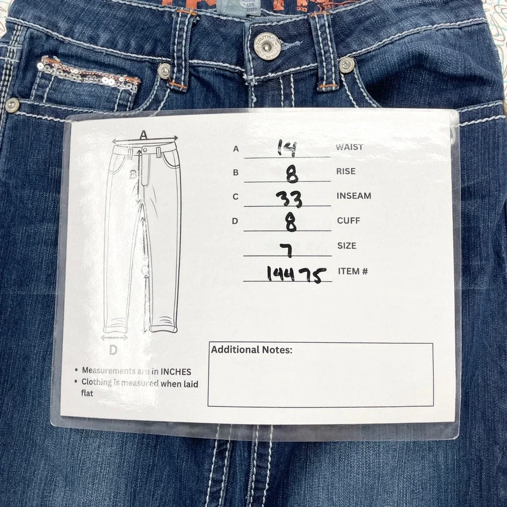 Truth Be Told Low Rise Jeans Size 7 Y2K Western Cowgirl McBling Indie Festival‎