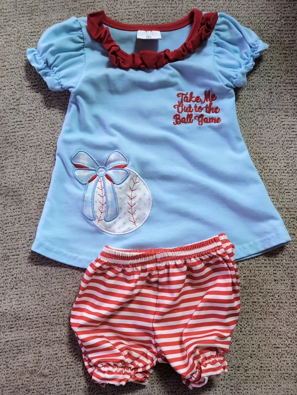 Baby Girl Two-Piece Baseball Set - 'Take Me Out to the Ball Game'