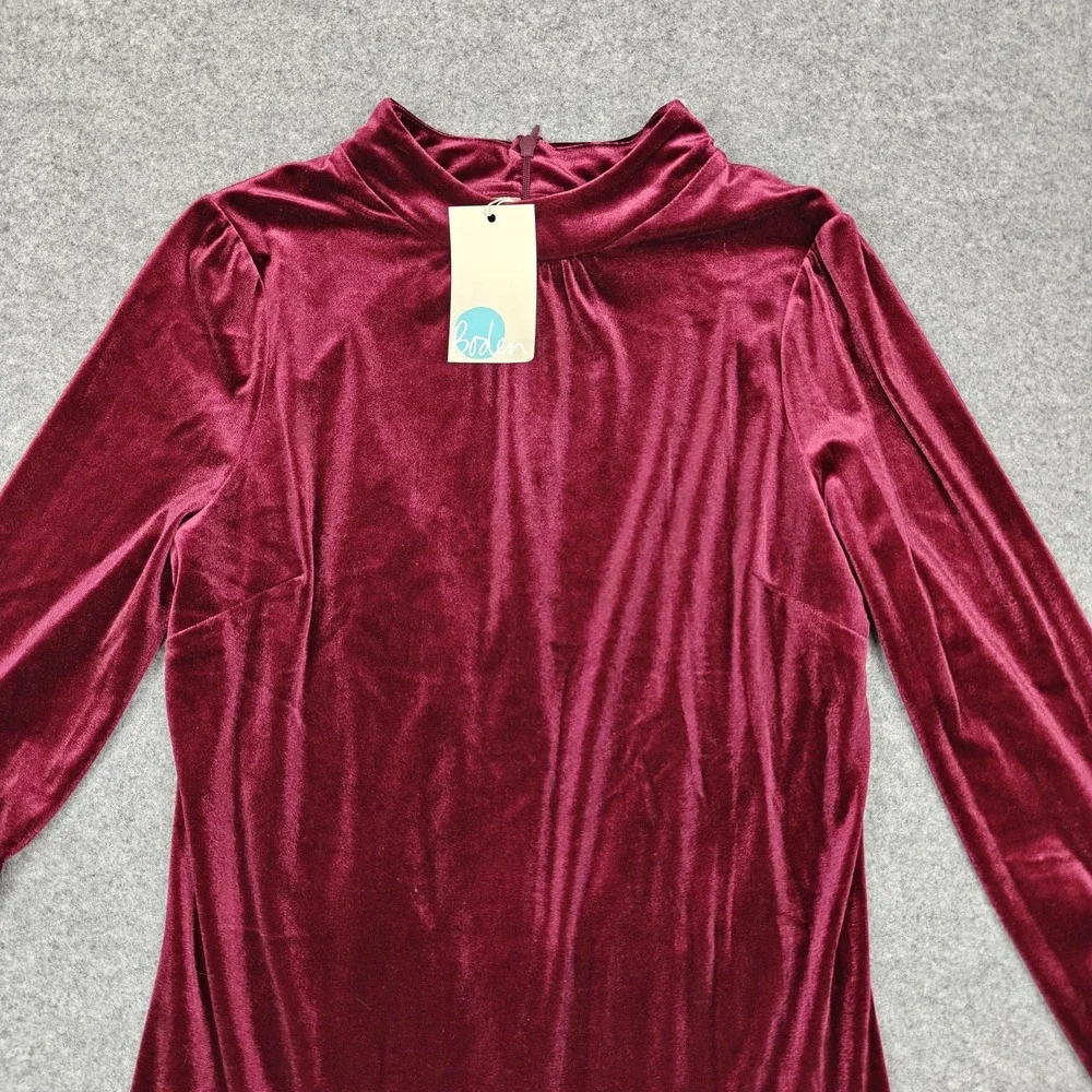 Boden‎ Dress Womens 8L Tall Red Velvet Cowl Neck Sheath Knee Length New