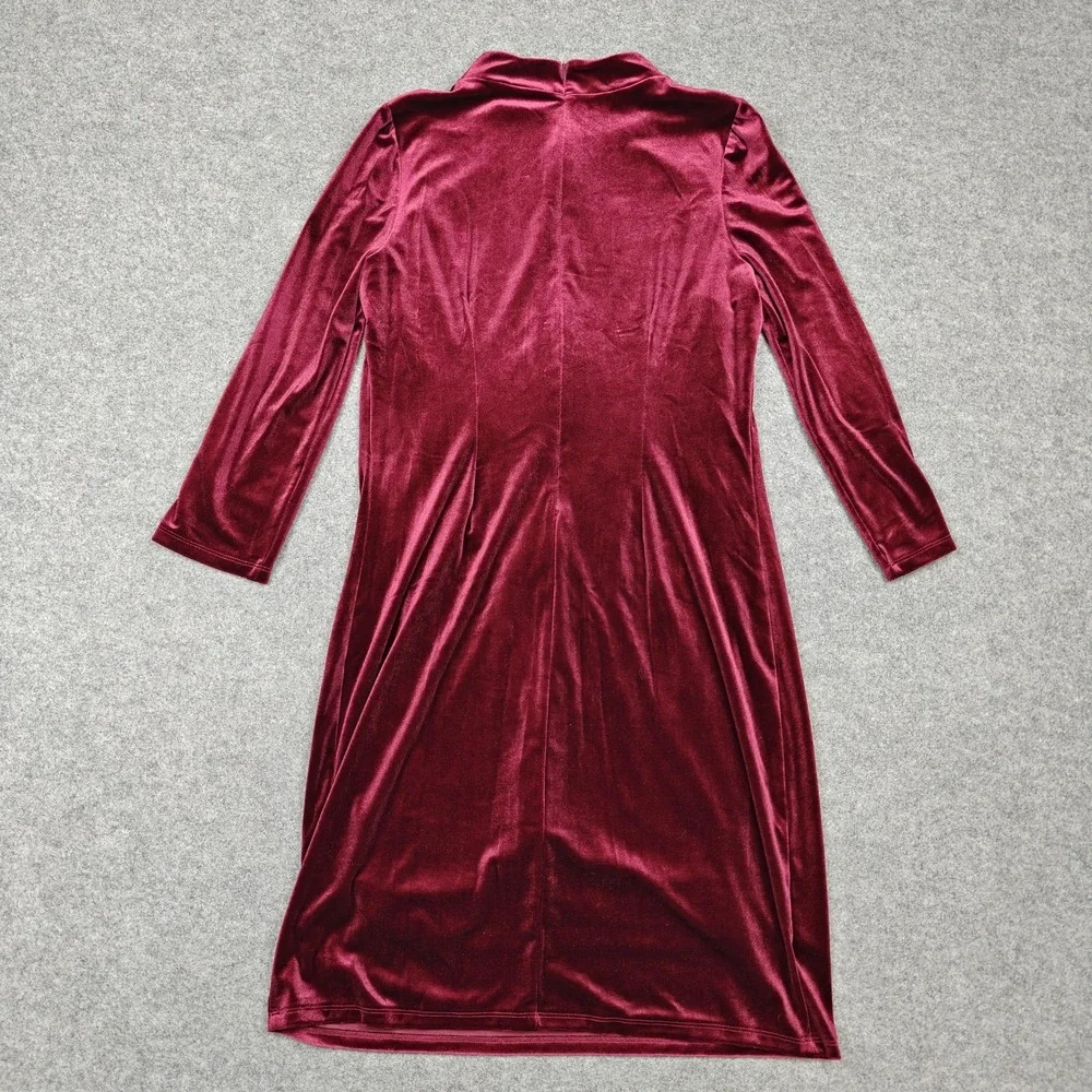 Boden‎ Dress Womens 8L Tall Red Velvet Cowl Neck Sheath Knee Length New