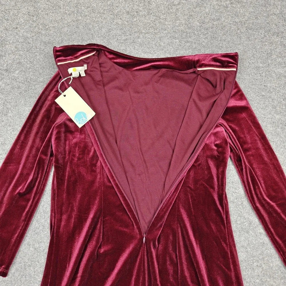 Boden‎ Dress Womens 8L Tall Red Velvet Cowl Neck Sheath Knee Length New