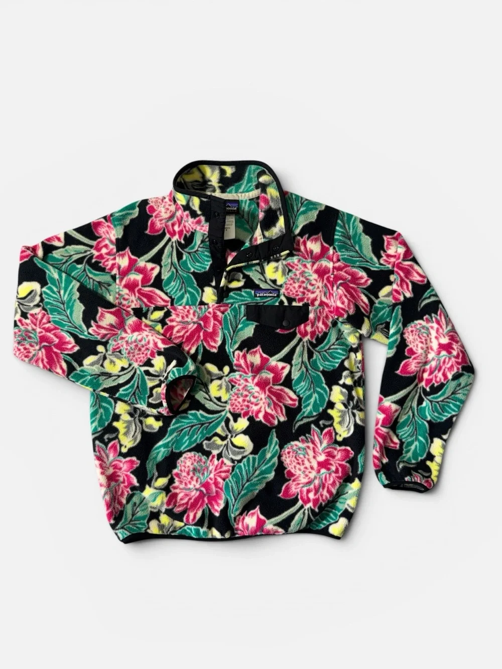 Patagonia women’s M Medium lightweight Synchilla snap-T pullover floral fleece