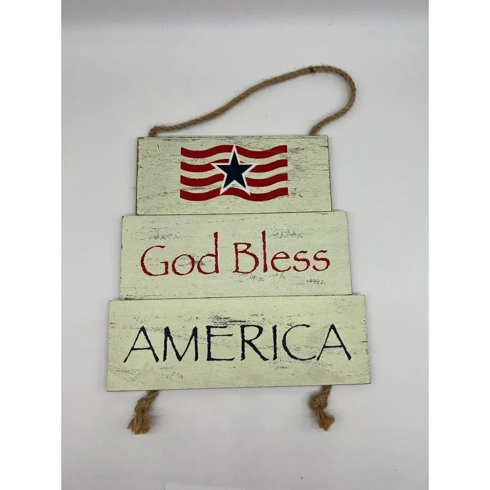 God Bless America Wooden Decor 10 x 10
