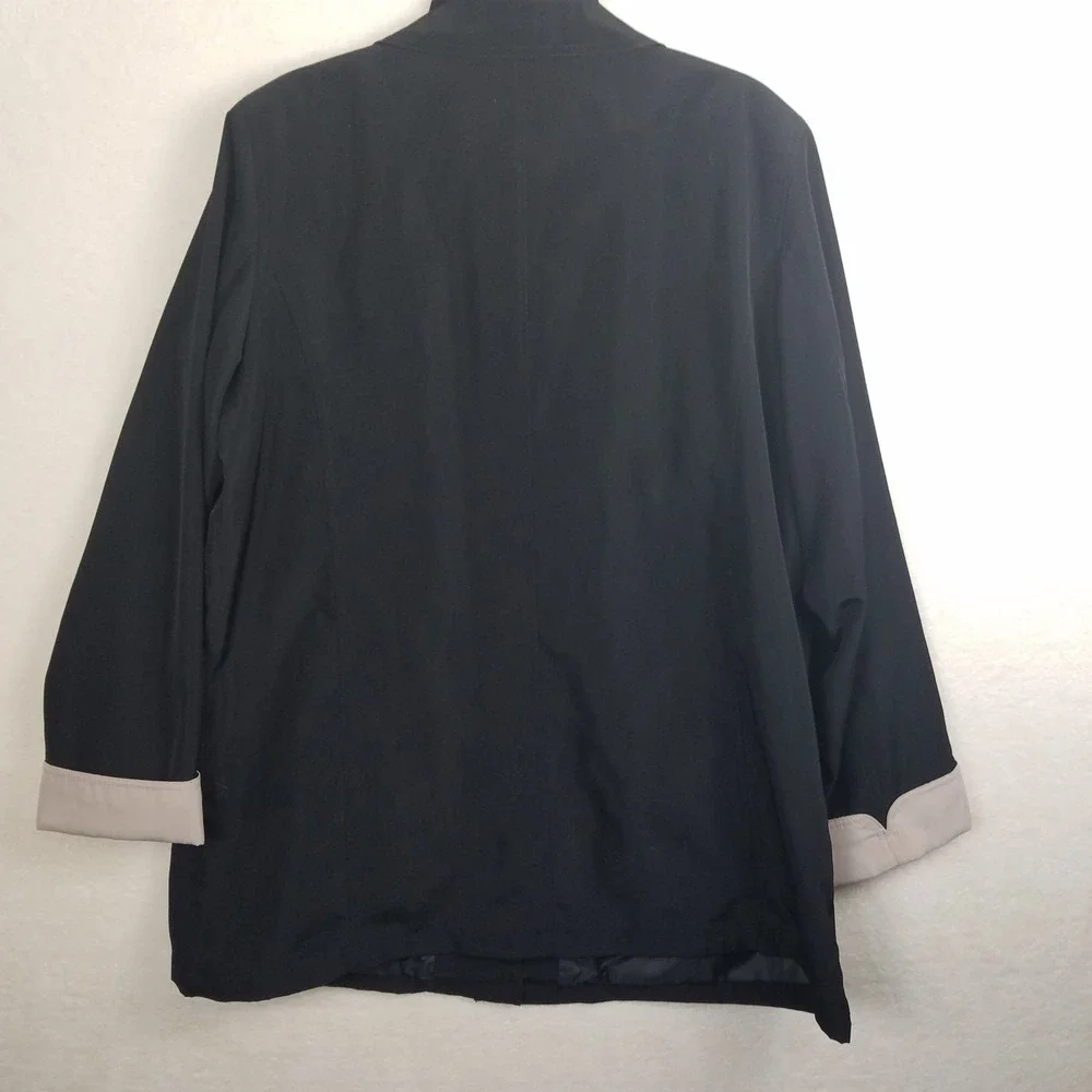 Crofts & Barrow Womens XL Black‎ Beige Trimmed Full Zip Jacket Lightweight