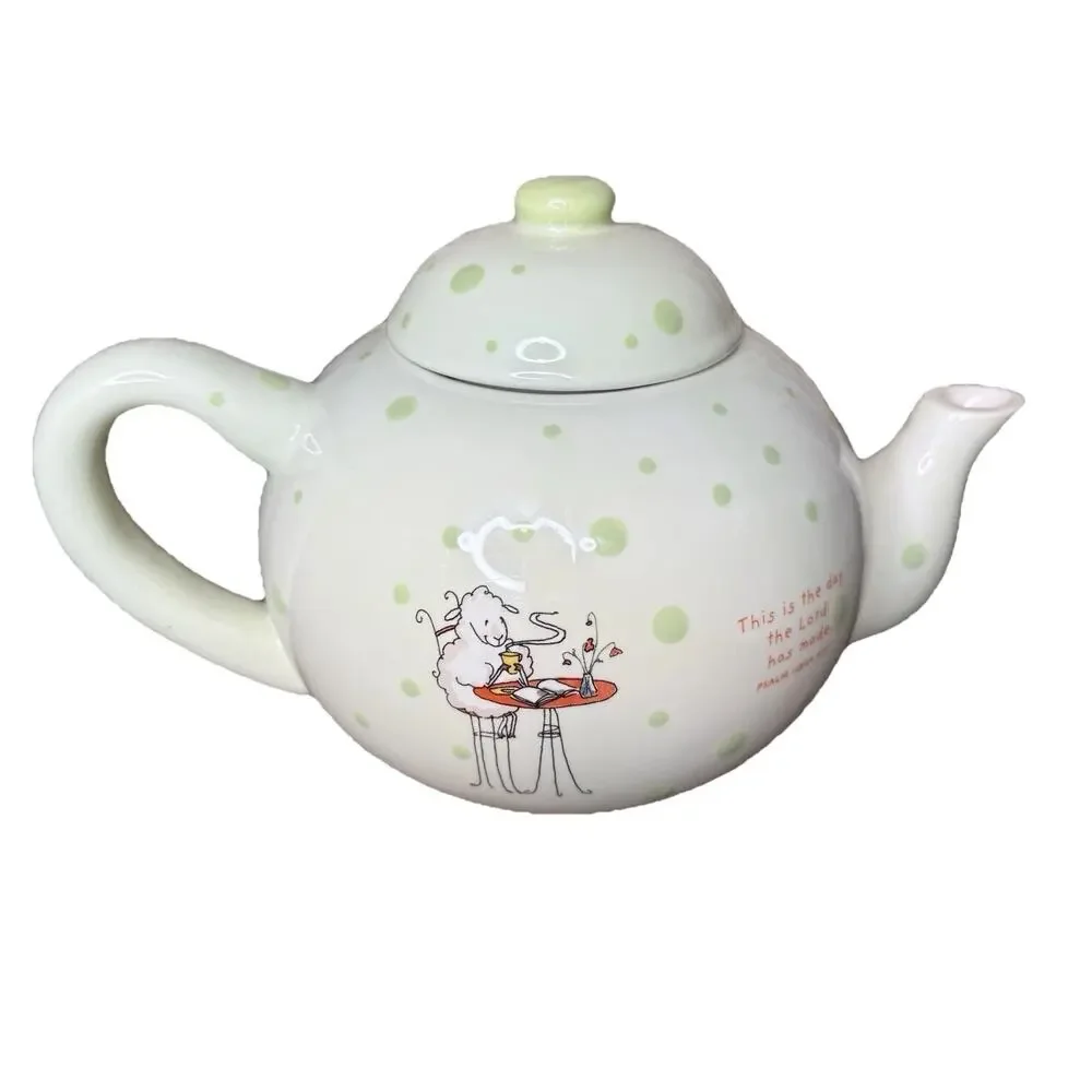 Really Woolly Dayspring Teapot with Bible verse