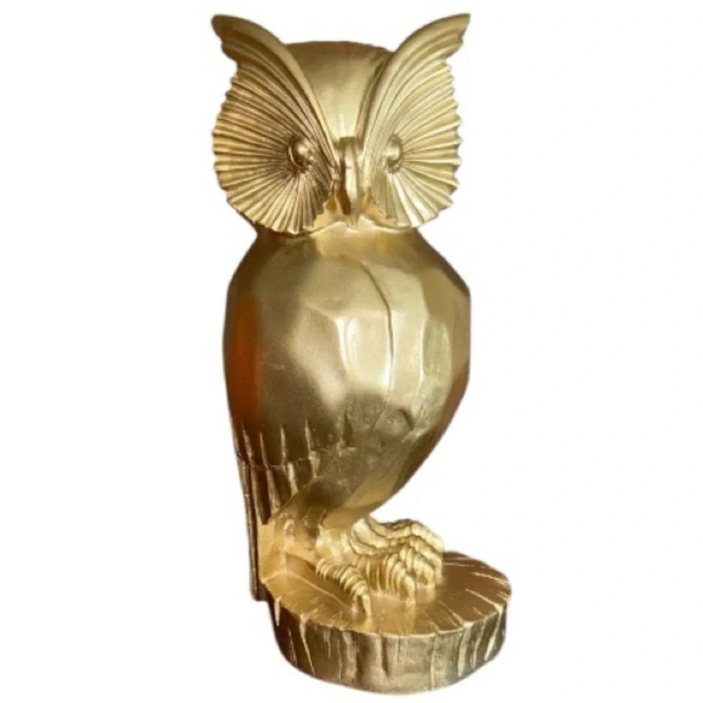 Gold Owl Resin Statue 13 inch Bird Figurine