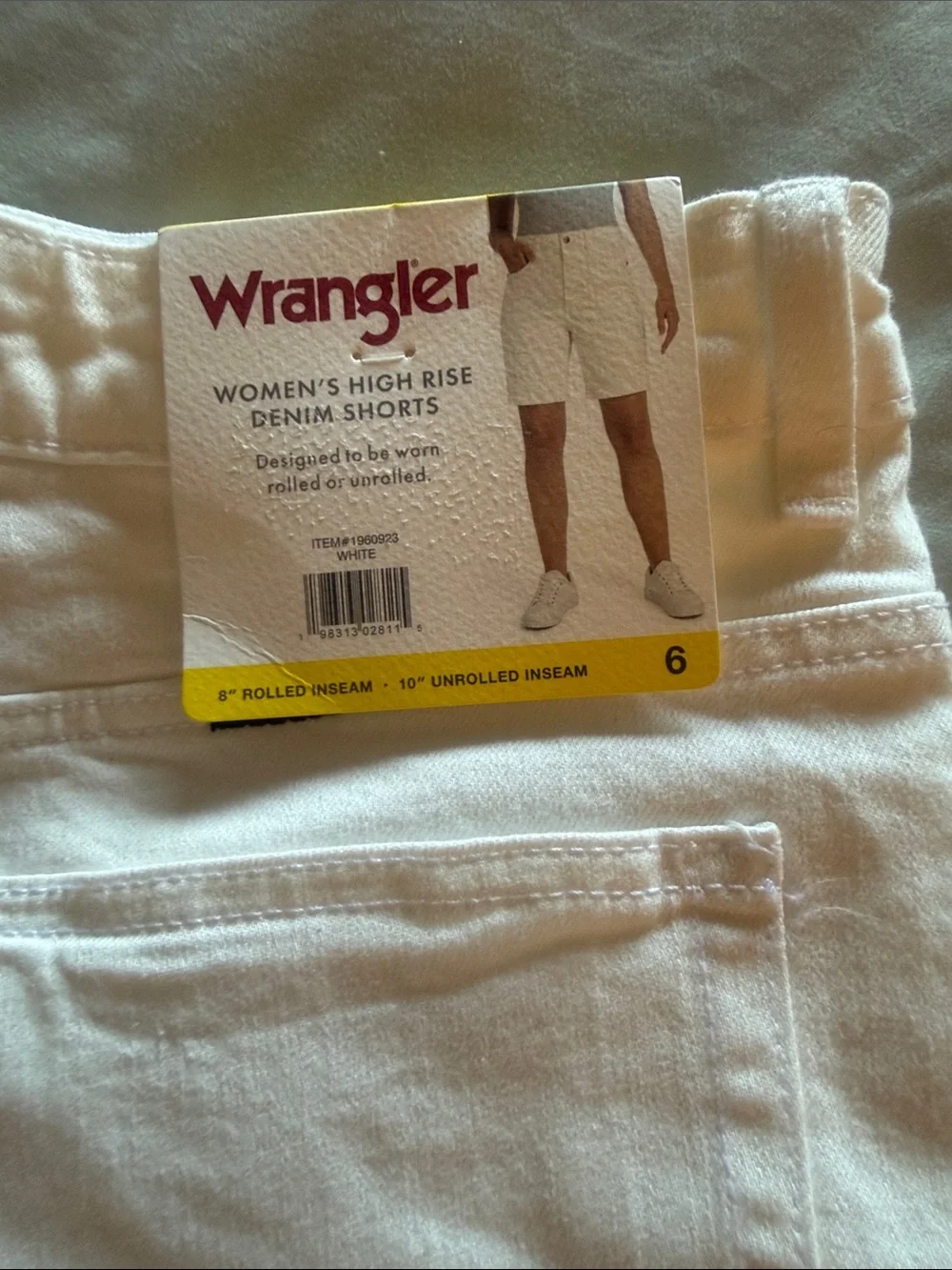 Wrangler White Denim Shorts with Back Pockets