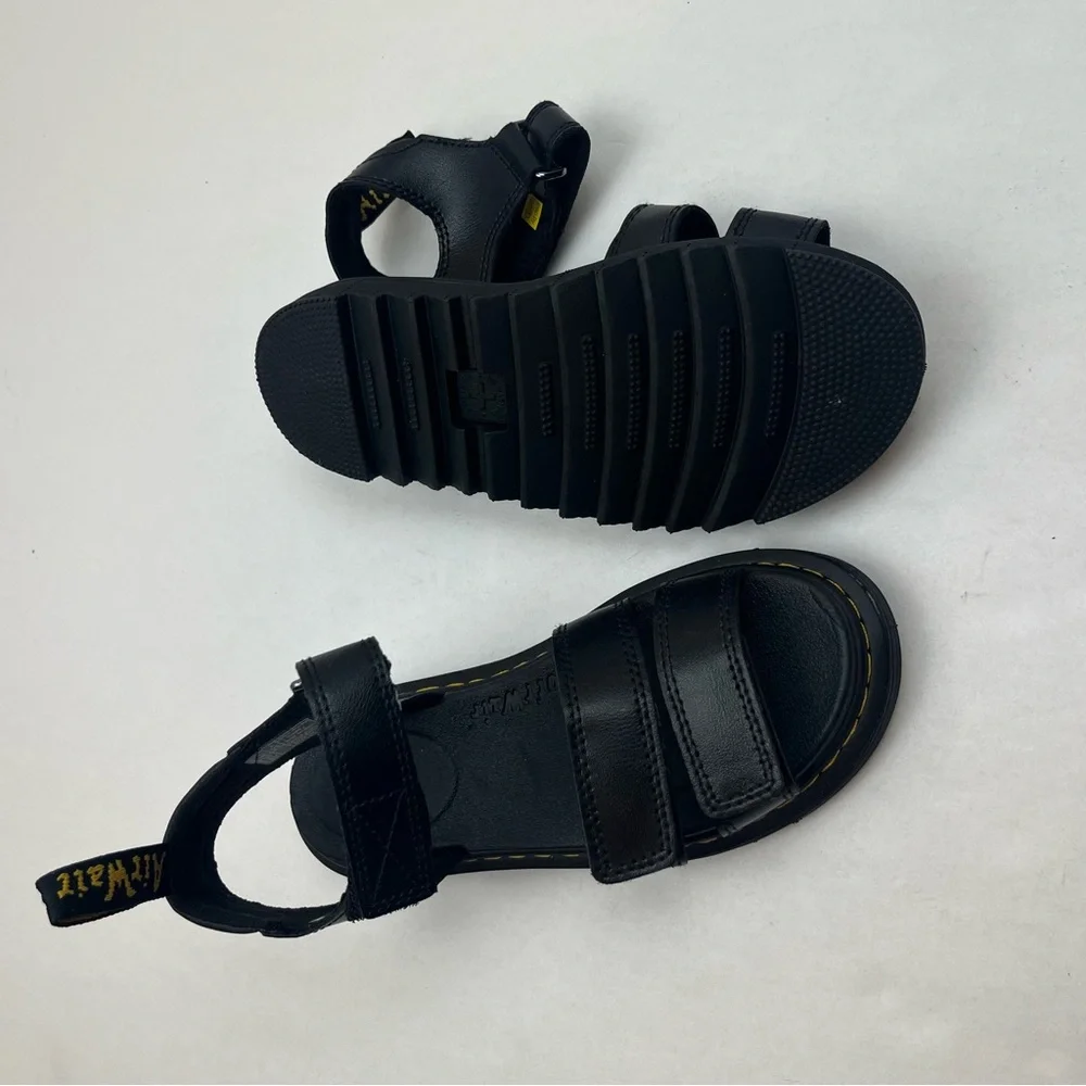 Dr. Martens Klaire J Black Leather‎ Strap Sandals Kids Size US 2 Children's NWOT