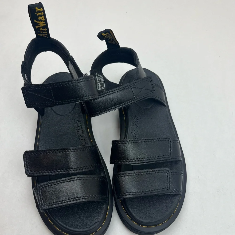 Dr. Martens Klaire J Black Leather‎ Strap Sandals Kids Size US 2 Children's NWOT