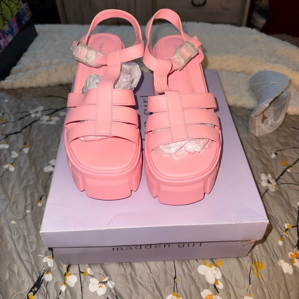 Madden Kids Pink Strappy Platform Sandals