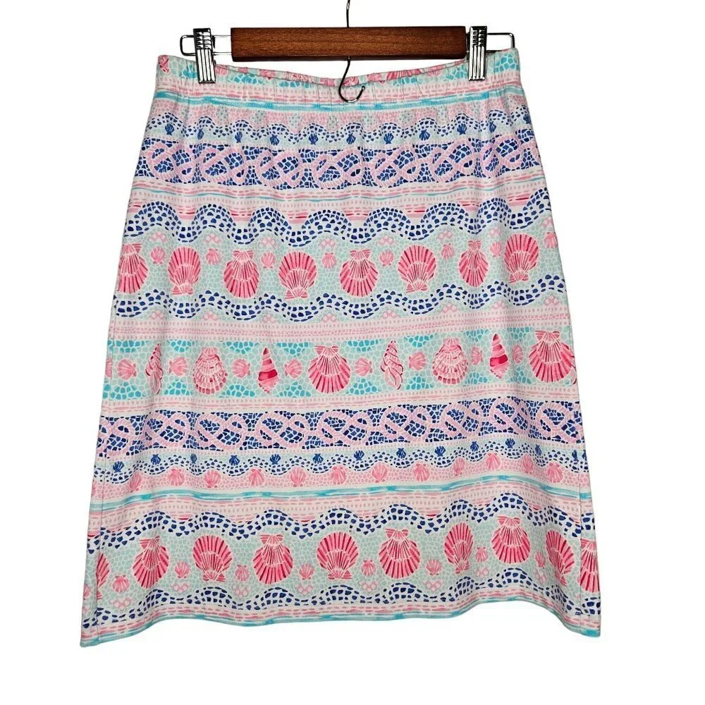 Talbots Size Small Multicolor Floral Shell Pull On Mini Skirt Pink‎ Blue