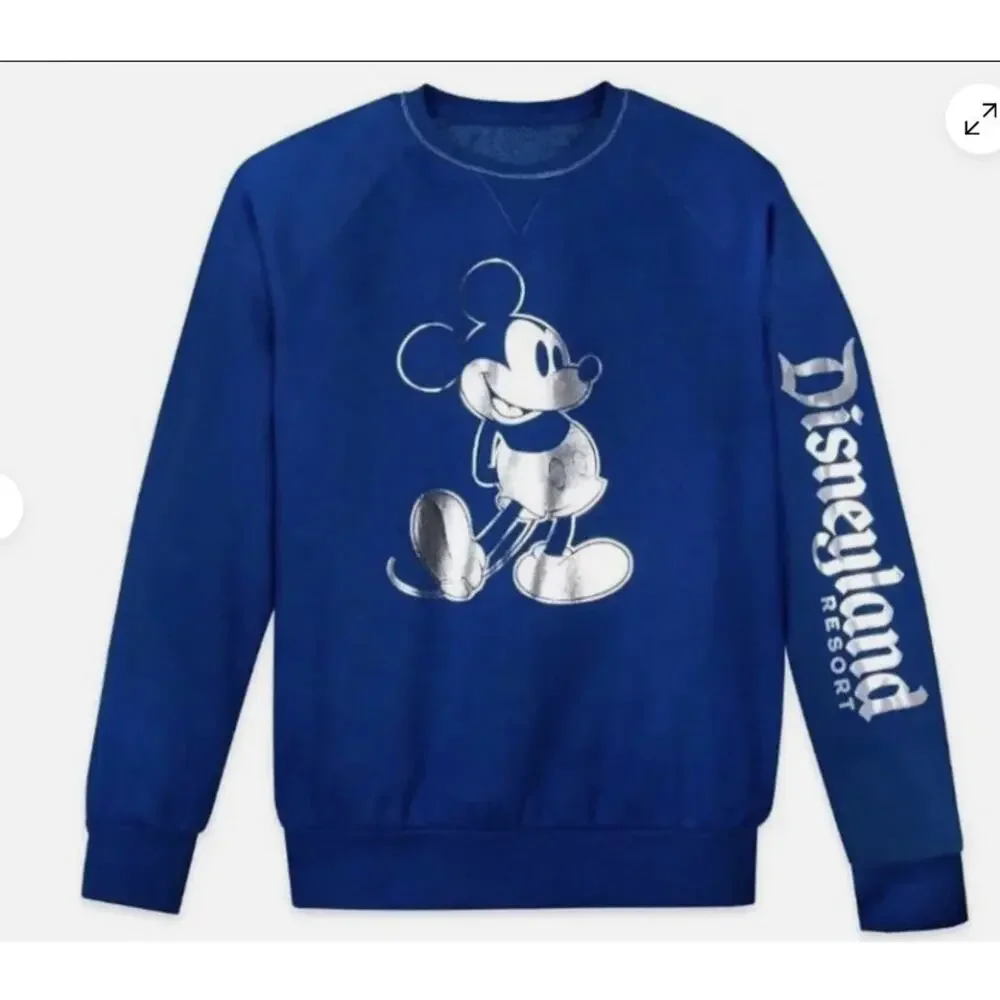 Disneyland Blue Crewneck Sweater Wishes‎ Come True Mickey Mouse Pullover Small