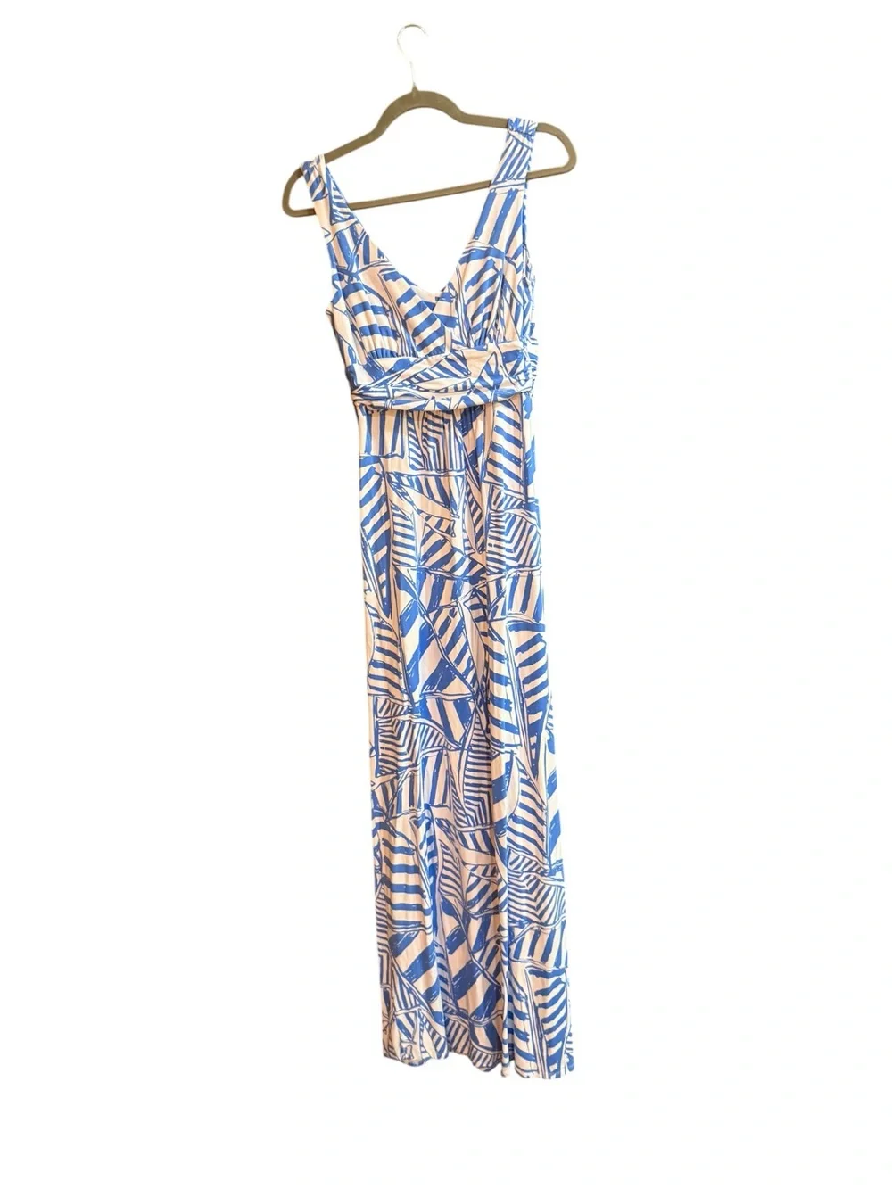 Lilly Pulitzer Blue White Abstract Print Maxi Dress Medium