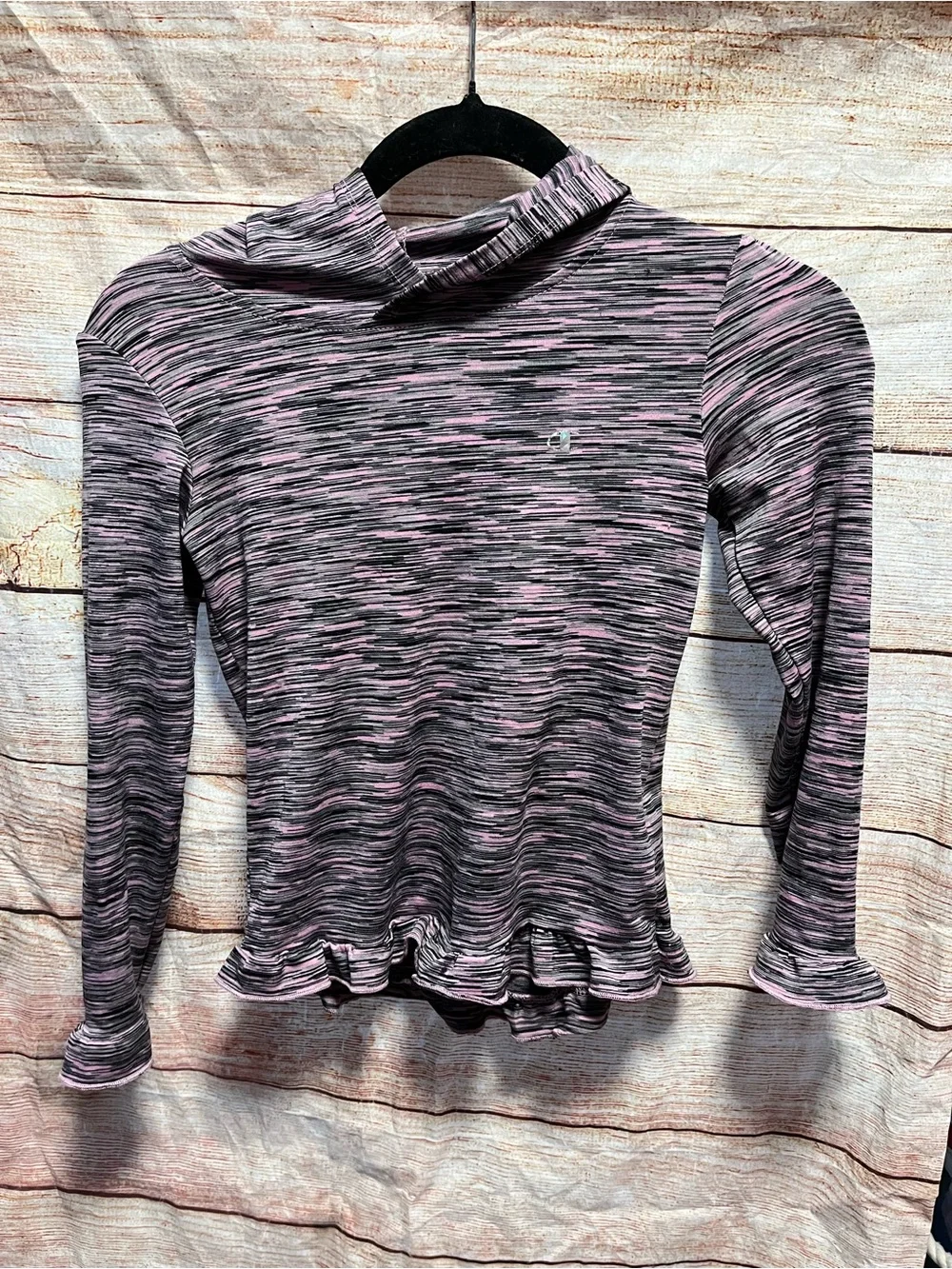 Champion hooded shirt-pink and black-Girls 6/6X