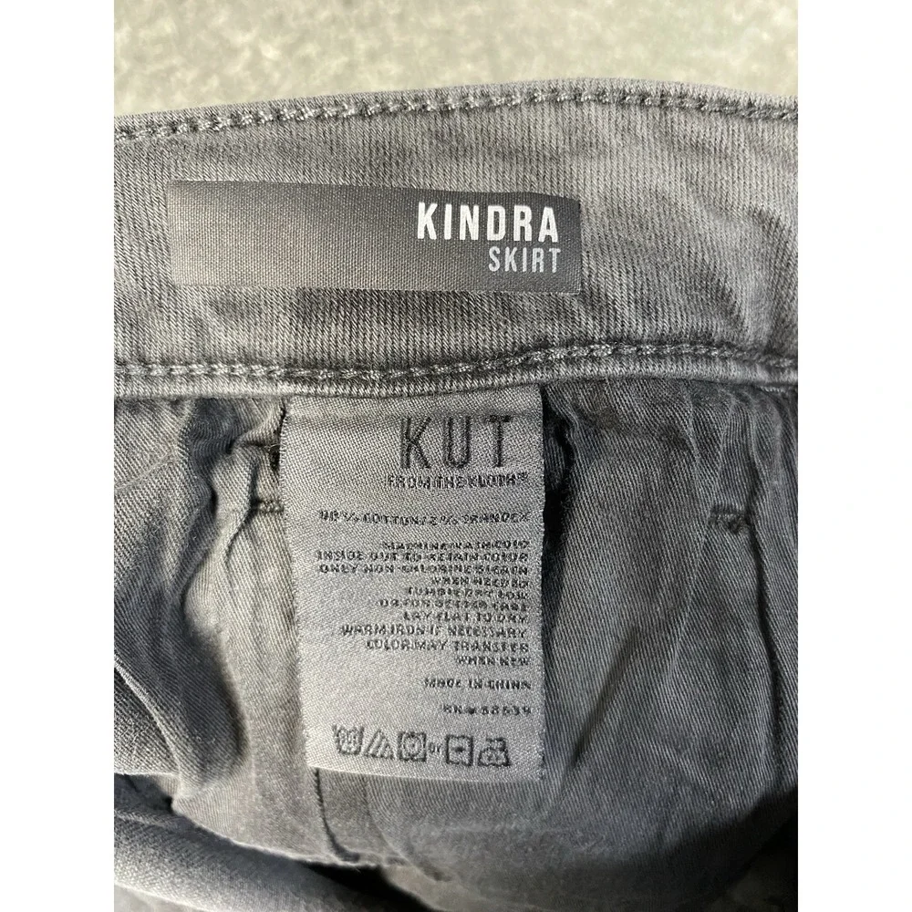 Kut from the kloth Sz 6 Long Maxi Skirt Gray Denim Kindra Boho Split Leg Womens