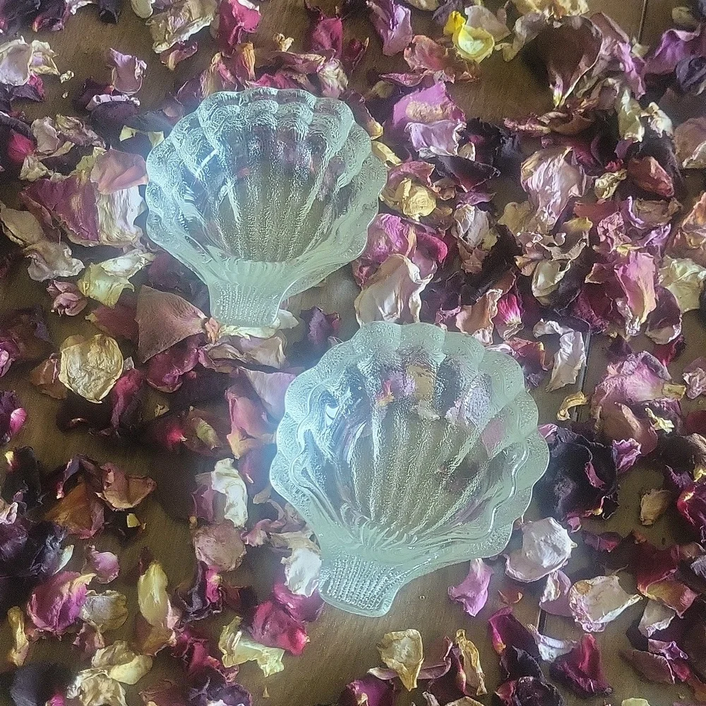 Glass Shell Trinket Dish Pair of Two