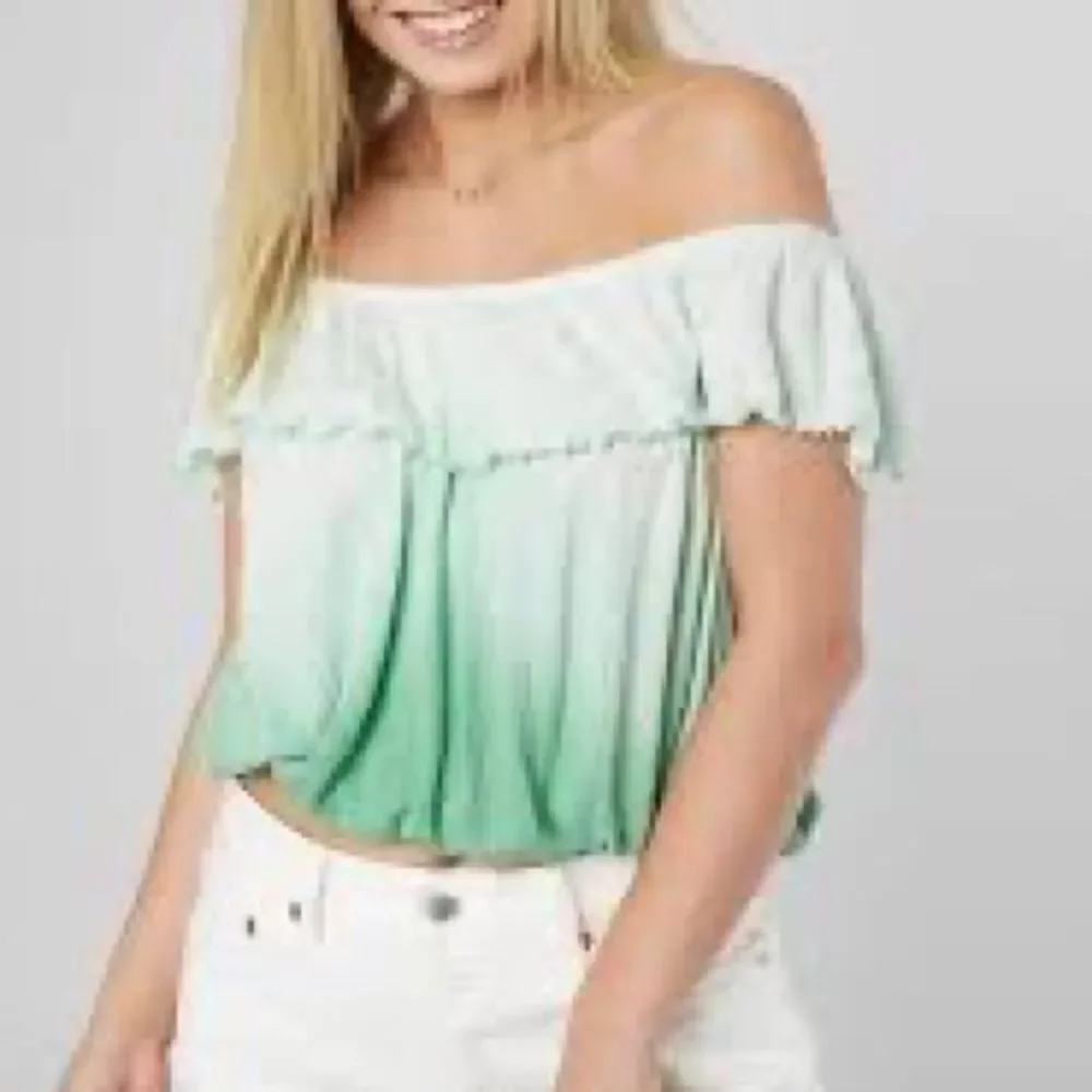 Free People Green Ombré off the Shoulder Top
