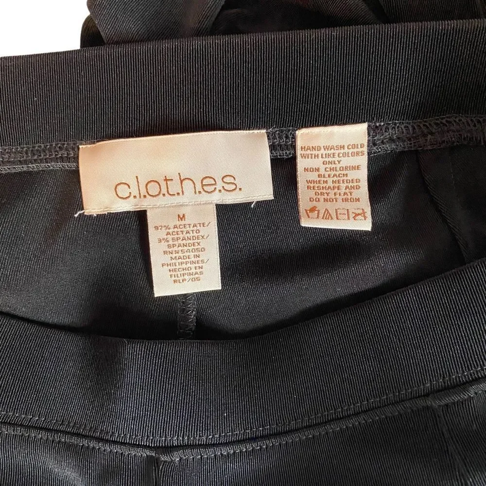 New c.l.o.t.h.e.s. Black Straight‎ Leg Slinky Stretchy Size Medium Long Pants