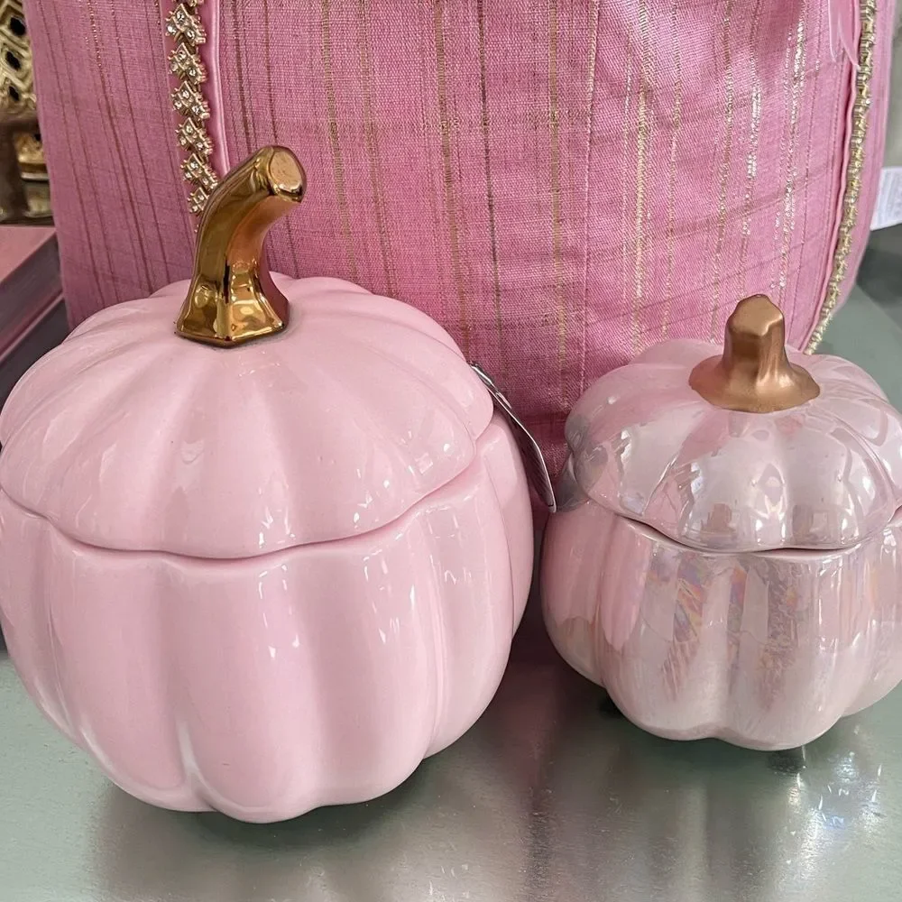 Set Of 2 Pink Pumpkins Candle 20 oz and 9.8 Oz