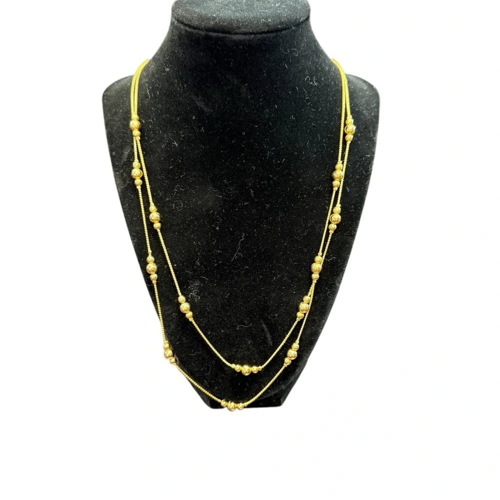 Avon Gold Double-Strand Beaded Necklace Classic Layered Design 1999 NIB