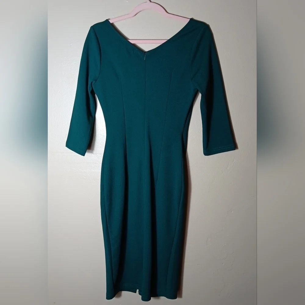 Aisize Vintage Refined Forest Green Pencil Dress. Size small.