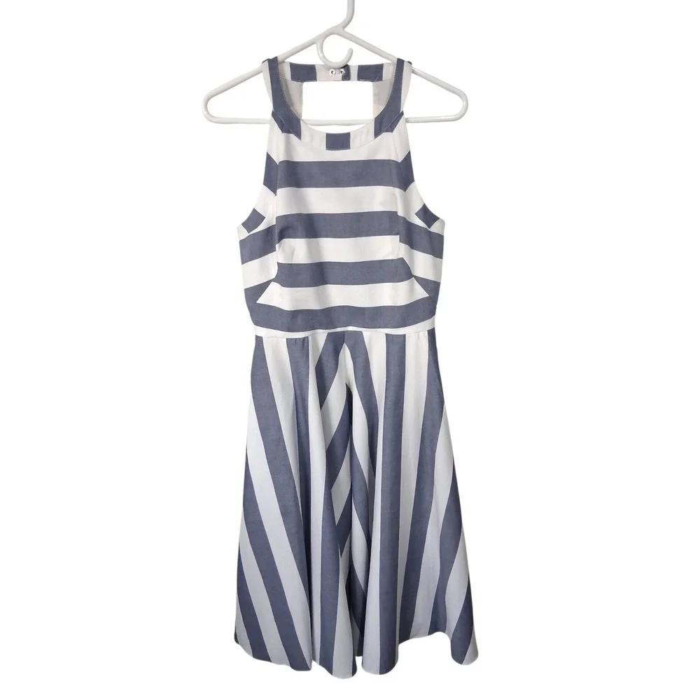 Eliza J Nautical Euro Summer Beachy Womens size‎ 4 Fit & Flare Open Back Dress