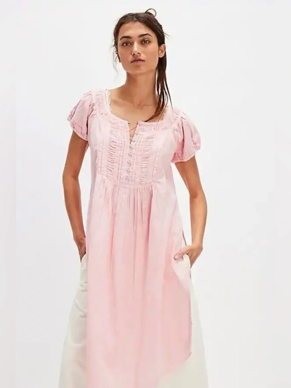 NWT FREE PEOPLE Fayre Midi Top- Pink Lemon  $128 MSRP