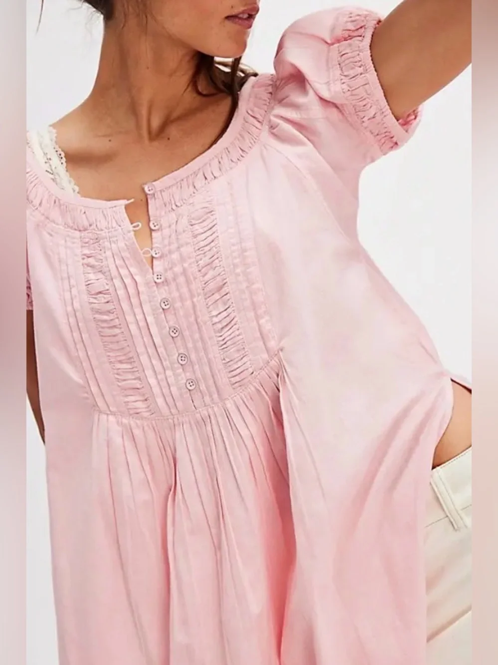 NWT FREE PEOPLE Fayre Midi Top- Pink Lemon  $128 MSRP