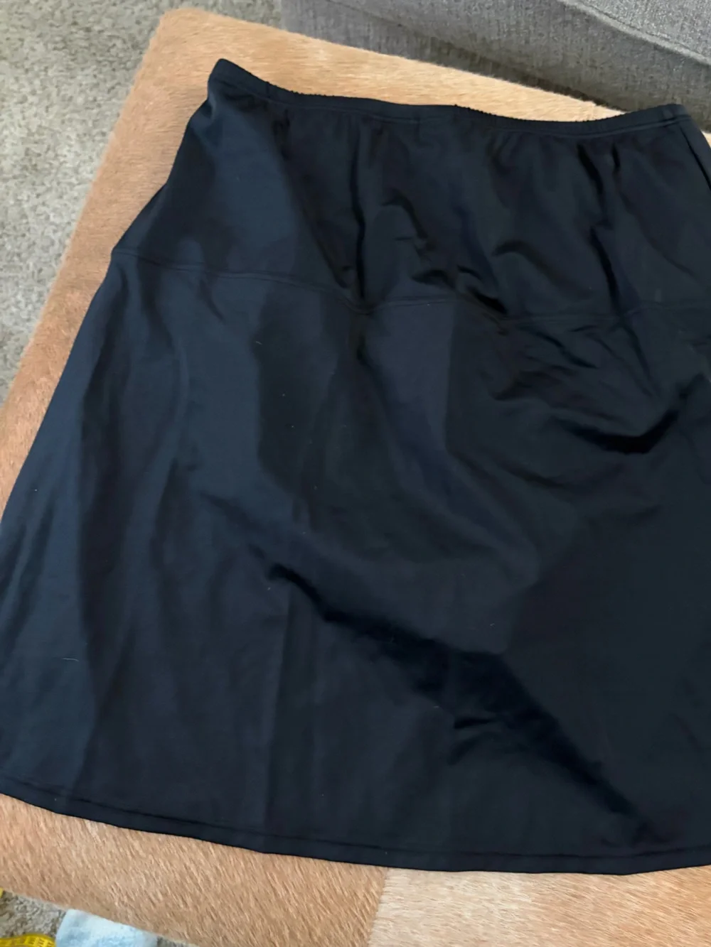 Swimsuits For All Black Tankini Top with Floral Design and Black Skirt Bottom