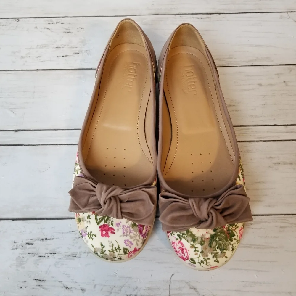 Hotter Comfort Concept Jewel Floral Bow Slip On Ballet Loafers