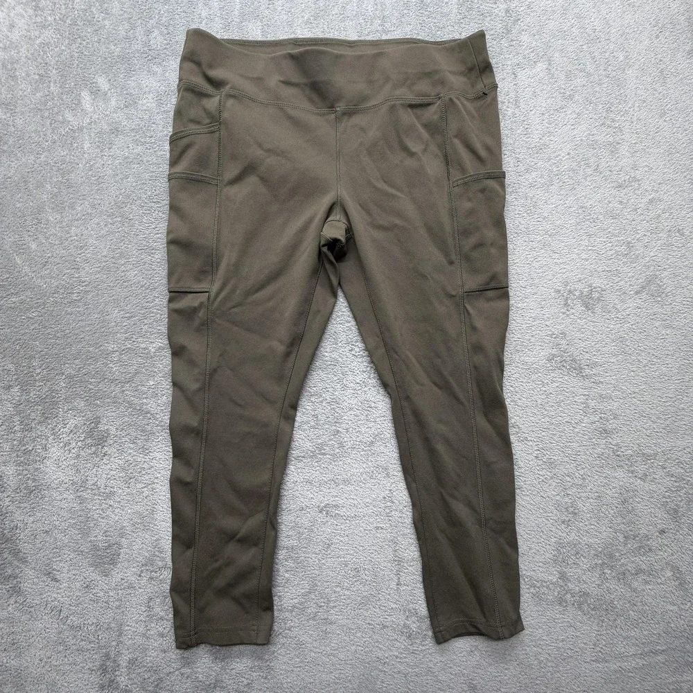 Carhartt Fitted Leggings Womens Large Green Ankle Pocket‎ Stretch Workwear Pants
