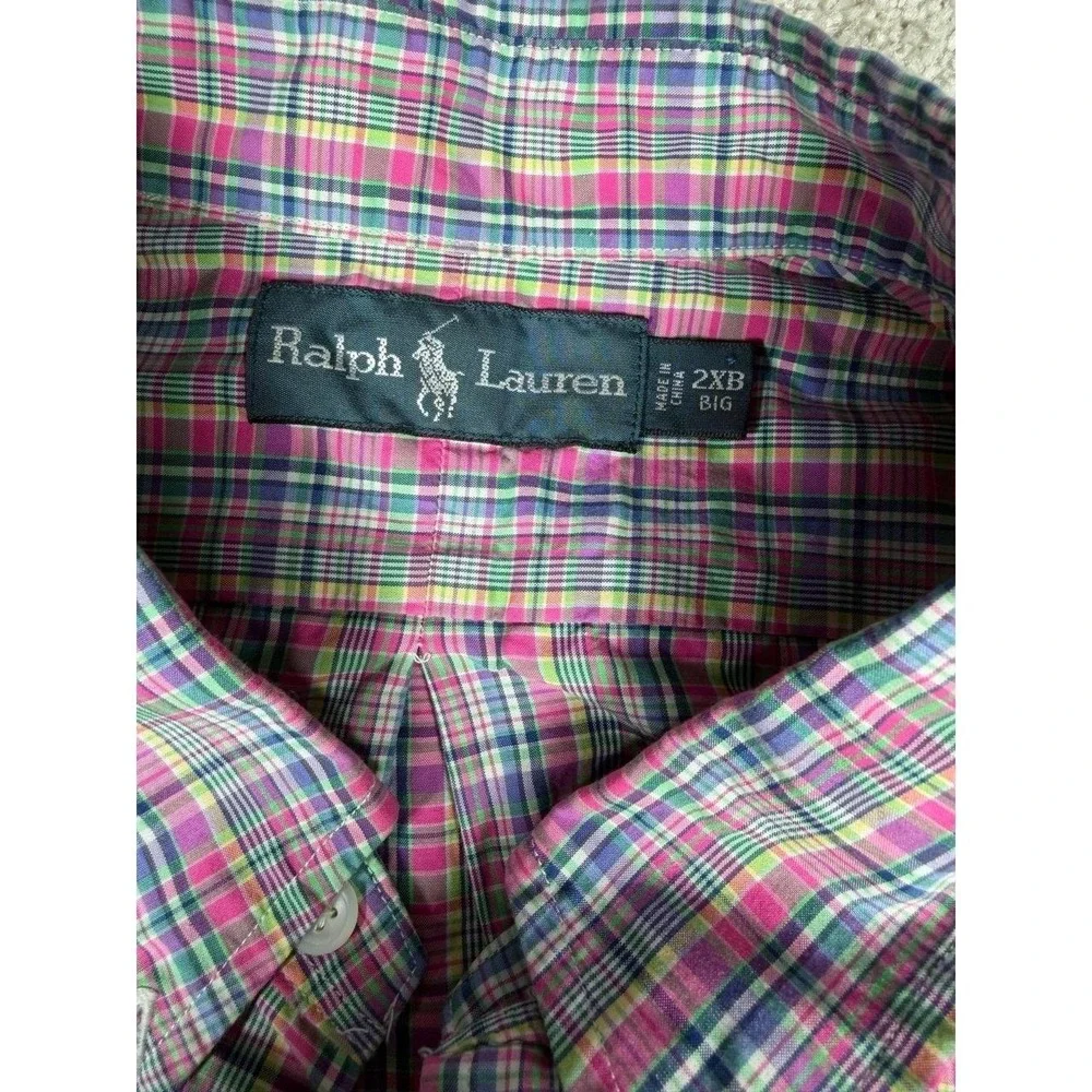 Vintage Polo Ralph Lauren 2XL Big Plaid Button Down Dress Shirt