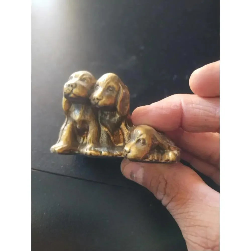 Vintage PM Craftsman Brass Puppies Paperweight Made In‎ America