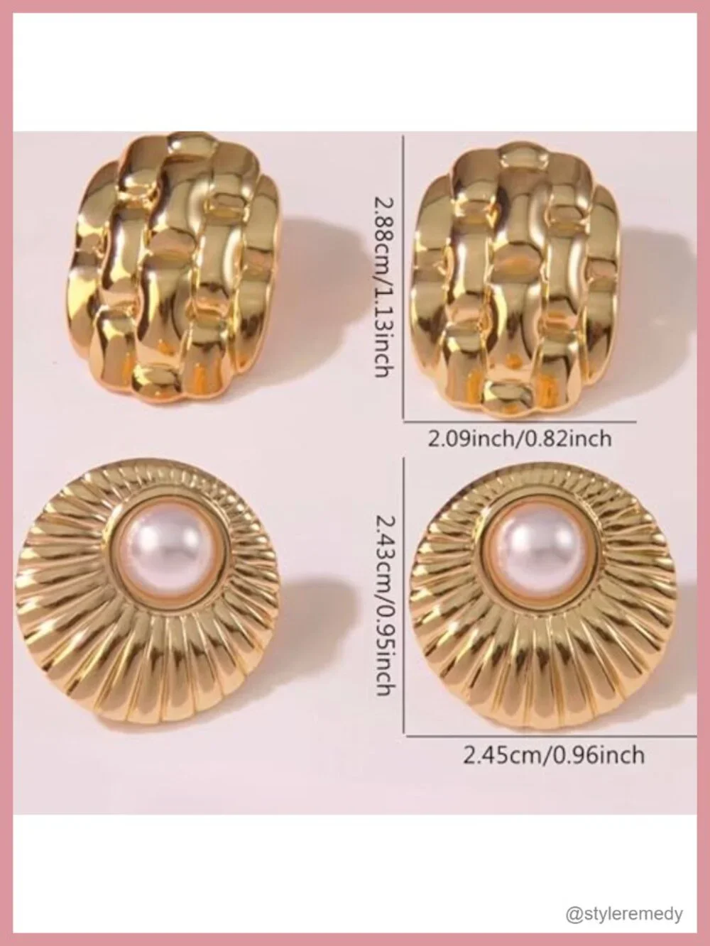4 Pairs Gold Puffy Heart Chunky Stud Statement Earrings Women Gift Set with
