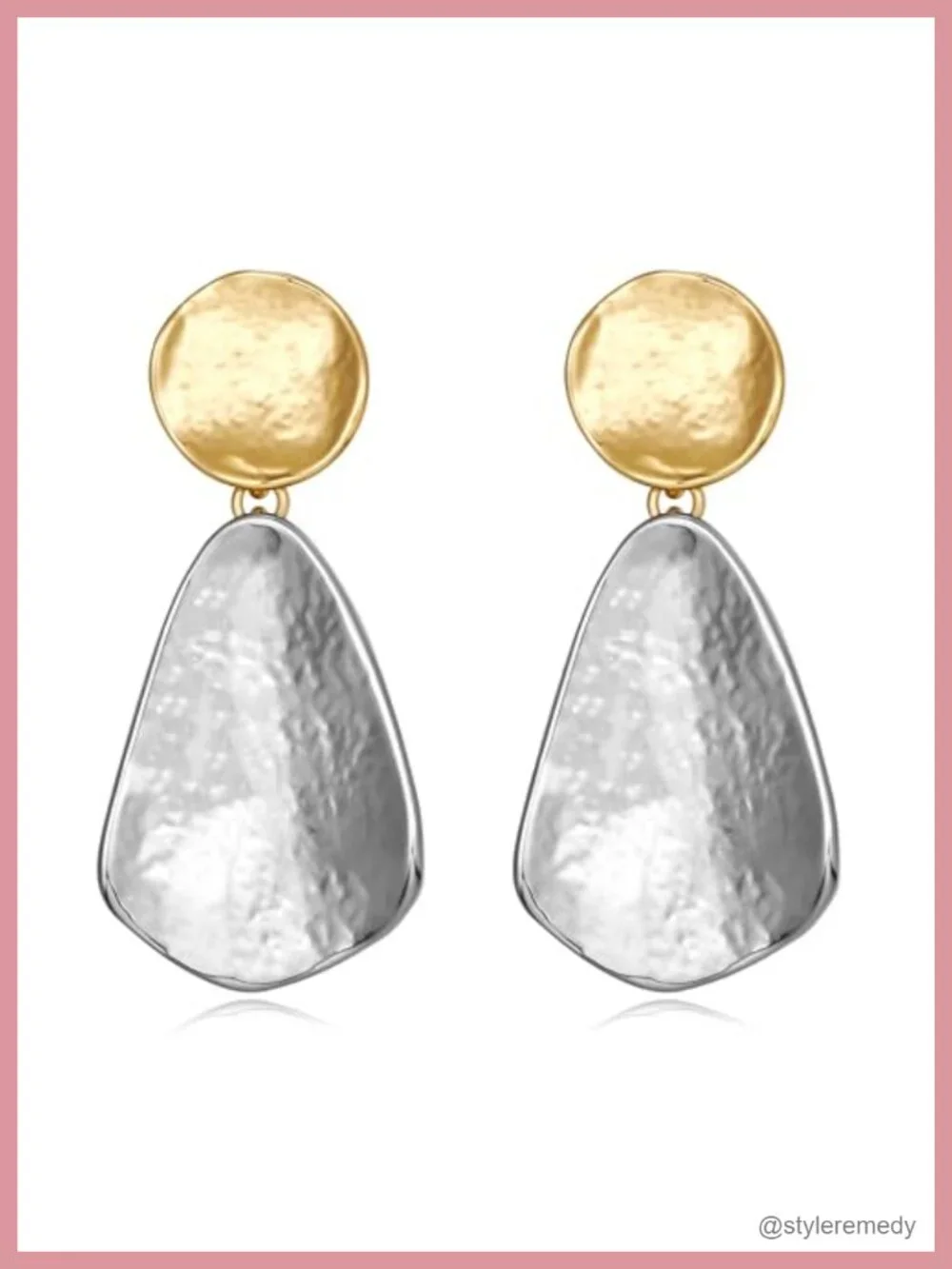 Gold Plated Geometric Chunky Dangle Drop Statement Earrings