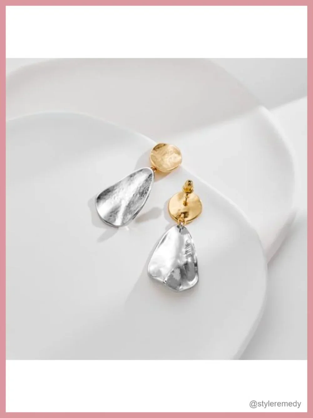 Gold Plated Geometric Chunky Dangle Drop Statement Earrings