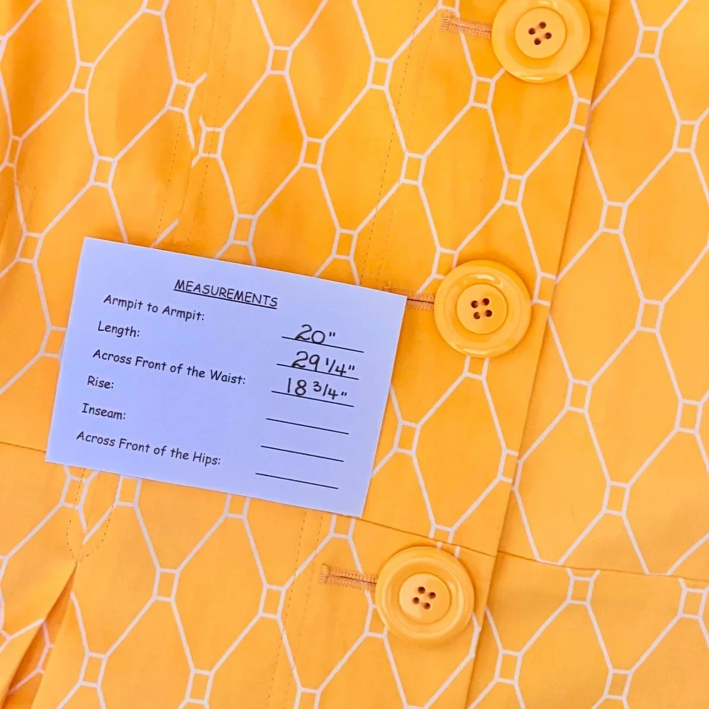 EDEN COURT Yellow White Geometric Print Coat Jacket Bell Sleeves‎ Pockets Large