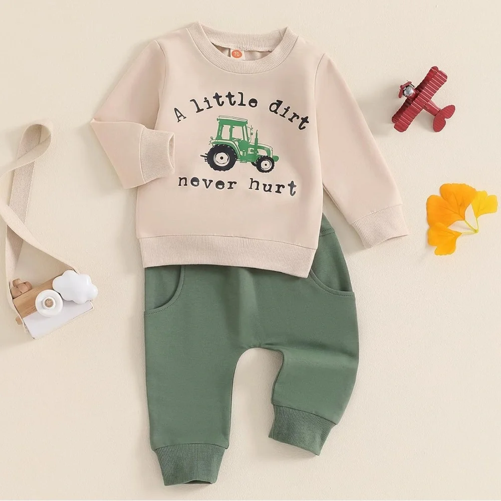 💛 NEW Toddler Tractor Sweat Set