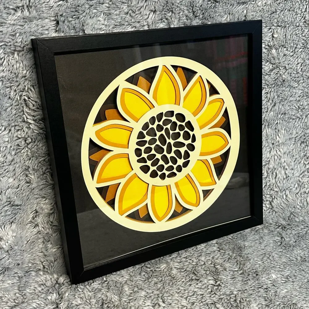 Windy Davis Creations Sunflower 3D Framed Art Shadow Box 13x13 Floral