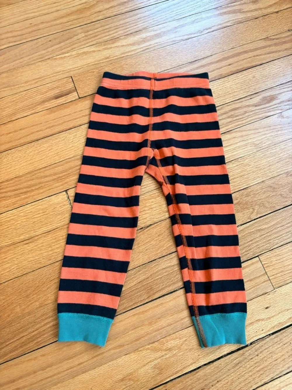 Hanna Andersson Kids Orange and Black Striped Halloween Leggings Pj Pants