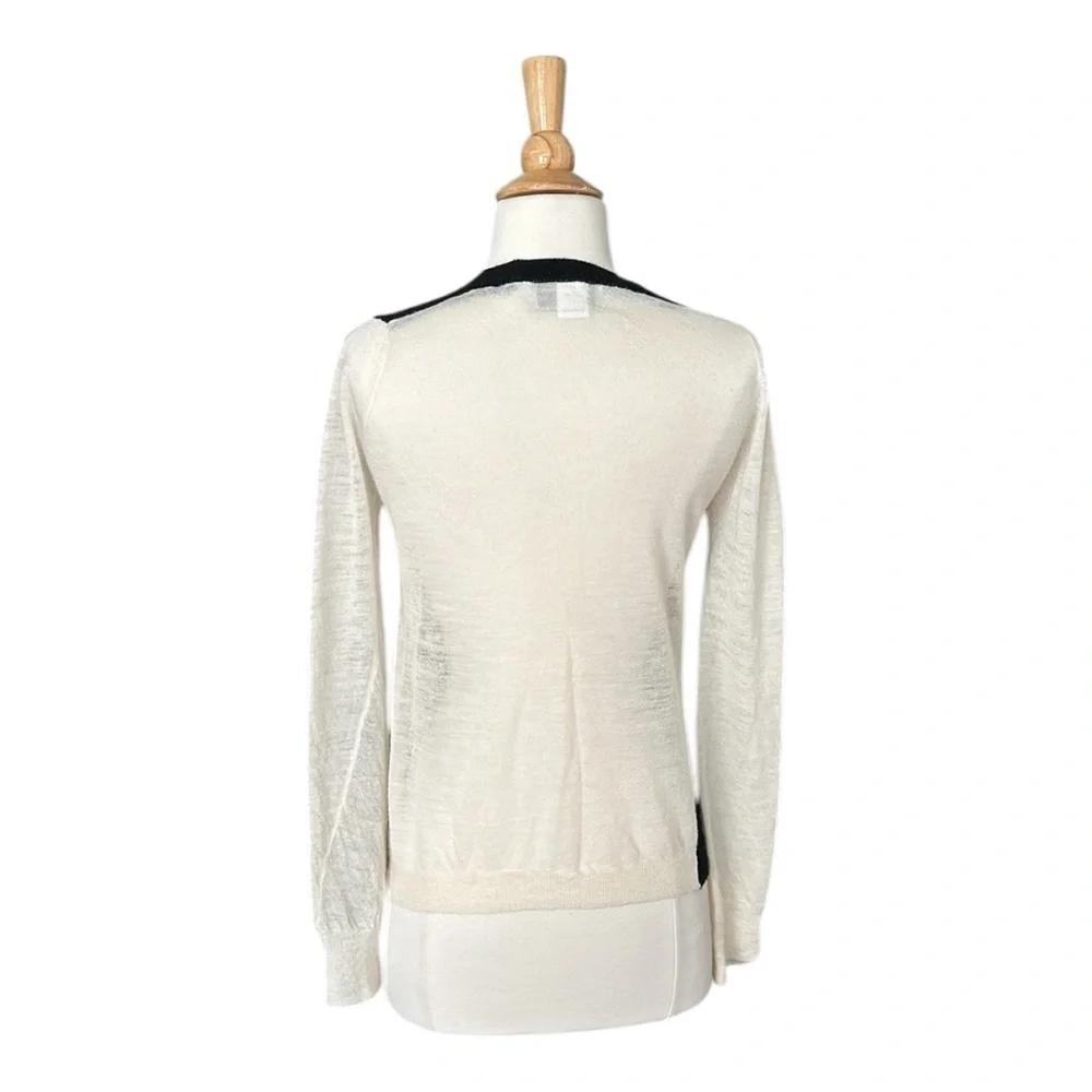 A.L.C. Lightweight Wool Sweater Black Cream Color Block Layer Neutral Size Small