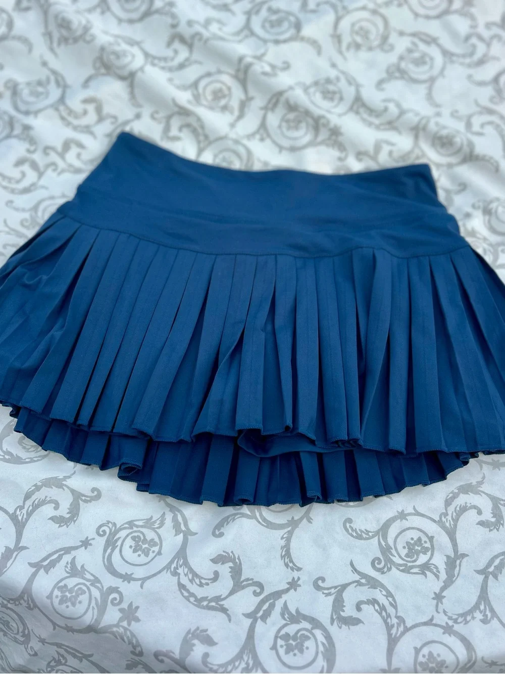 GoldHinge Navy Pleated Skater Skirt