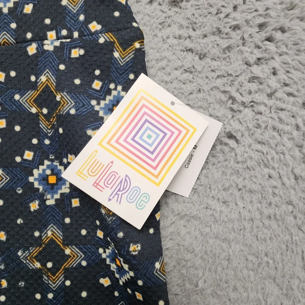 LuLaRoe Cassie‎ Pencil Skirt Womens Medium Navy Blue Geometric Southwestern NEW